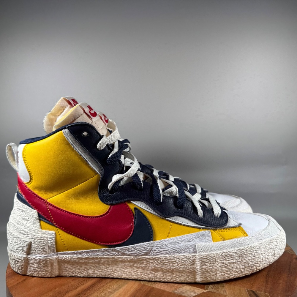 Nike Sacai Blazer Mid Varsity Maize Navy Red BV0072-700 Mens 12 High Top Sneaker